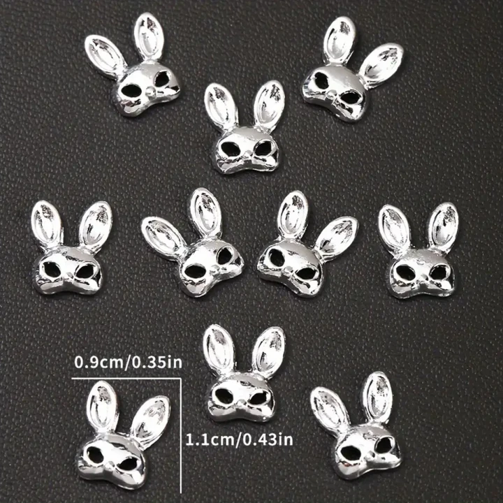 Украшения для ногтей, 10 шт (Кролиные ушки серебряные 8709587727)