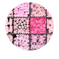 Набор розового декора для маникюра, 12 ячеек