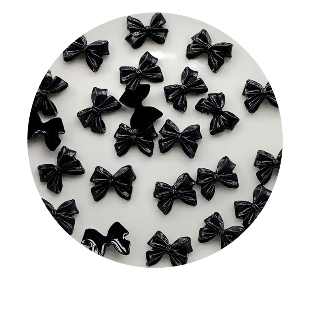 Украшения для ногтей, 50 шт. (Черные бантики)