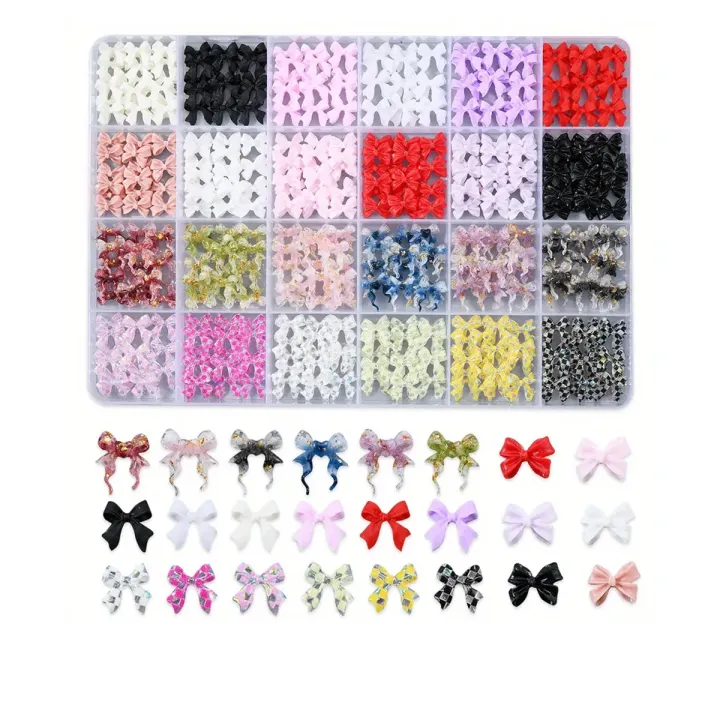 Набор декора для маникюра (бантики), 24 яч
