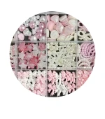 Набор украшений для ногтей розового ассорти (звезды, бантики, жемчужинки), 15 яч