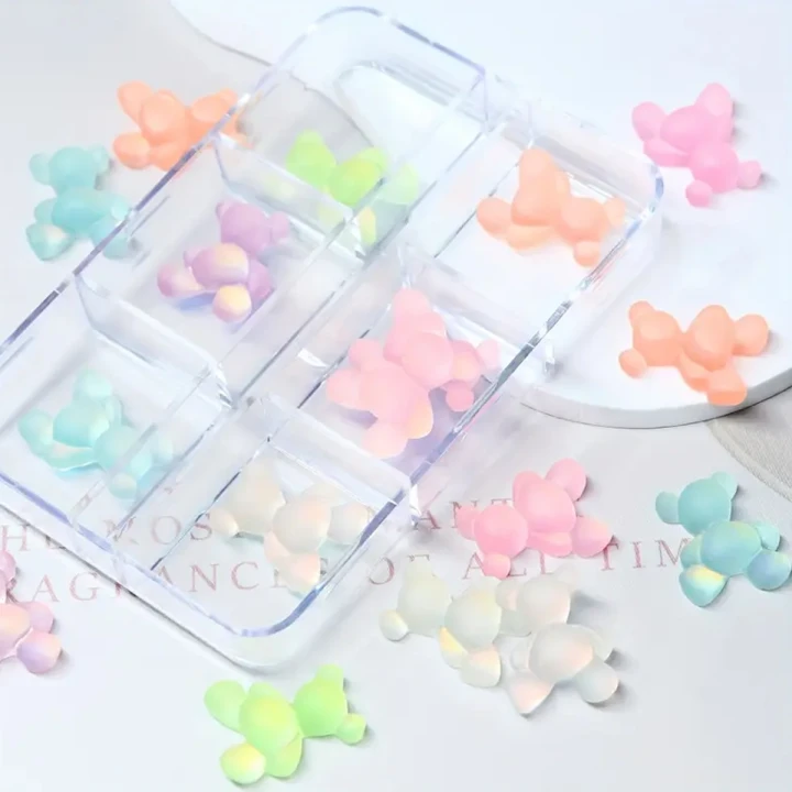 Набір декору для нігтів асорті ведмедики, 6 ком