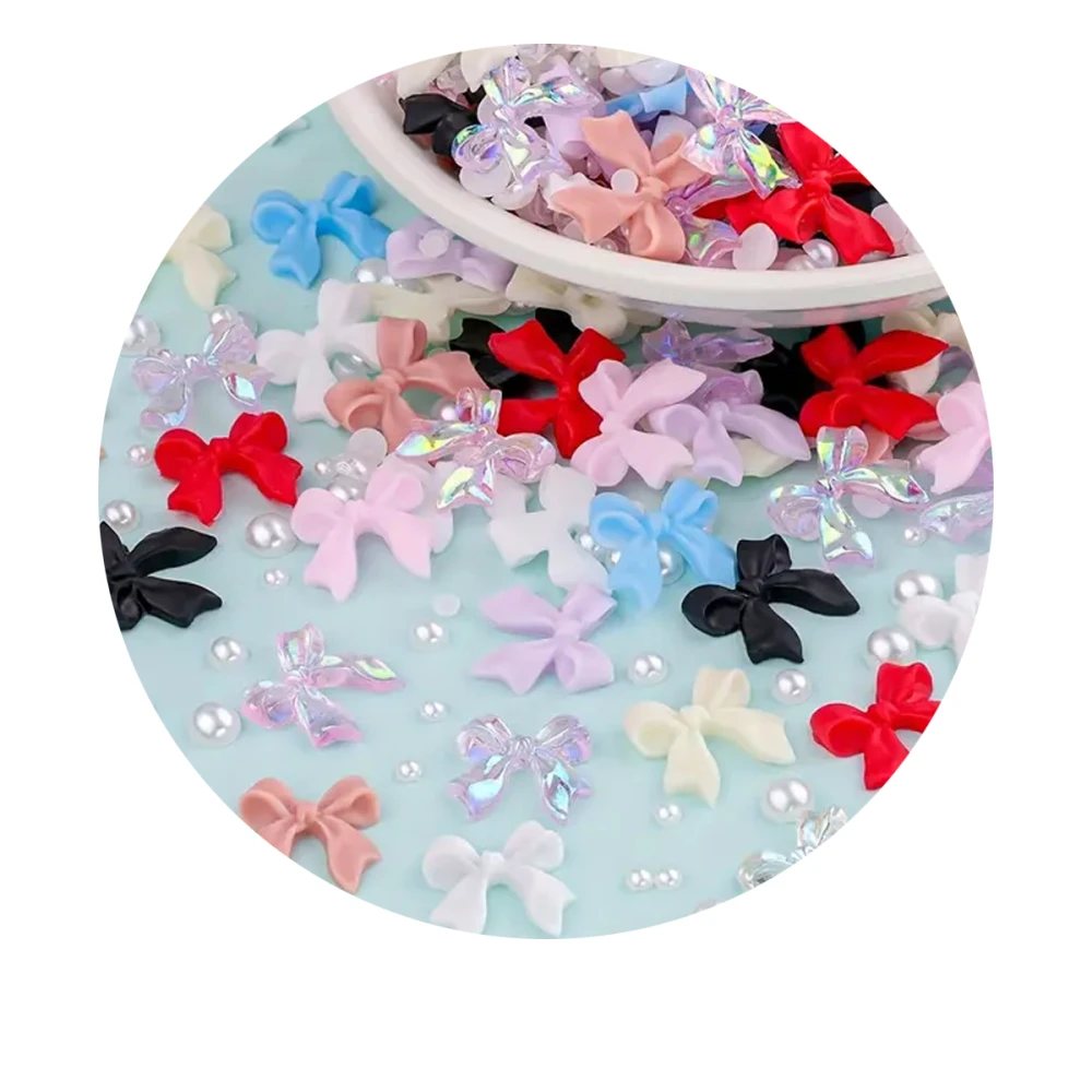 Набор украшений для ногтей (бантики), 12 яч + точилка/карандаш