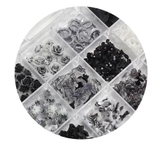 Набор черных украшений для ногтей, 12 яч.