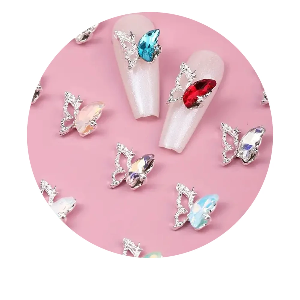 Набор украшений для ногтей с бабочками+камешки, 12 ком (48 шт)