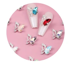 Набор украшений для ногтей с бабочками+камешки, 12 ком (48 шт)