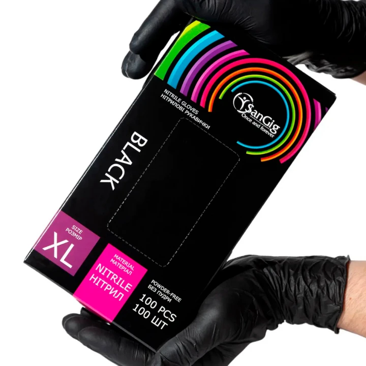 Перчатки нитриловые черные SanGig (XL)