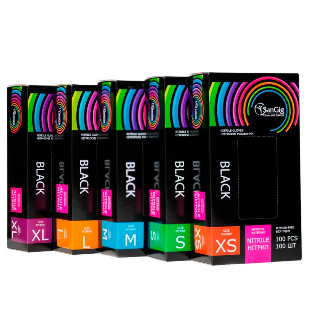 Перчатки нитриловые черные SanGig (XL)