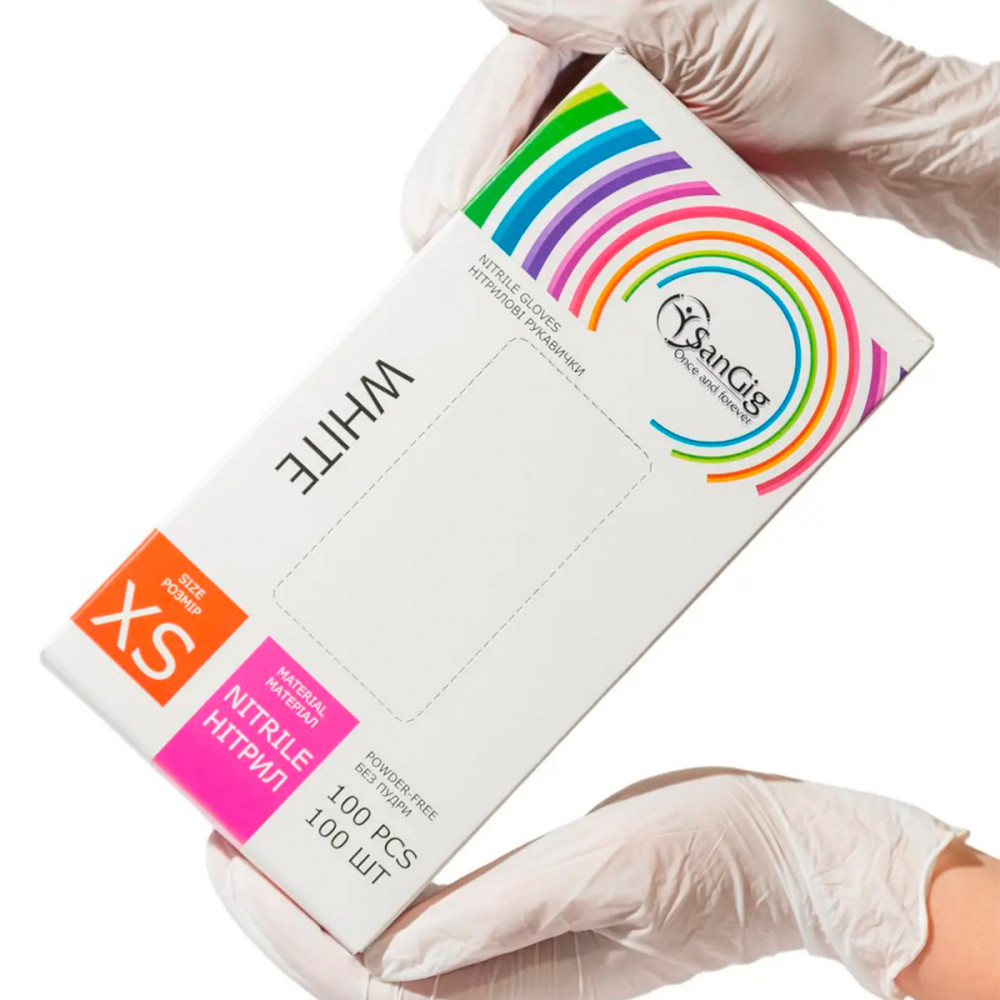 Перчатки нитриловые белые SanGig (XS)