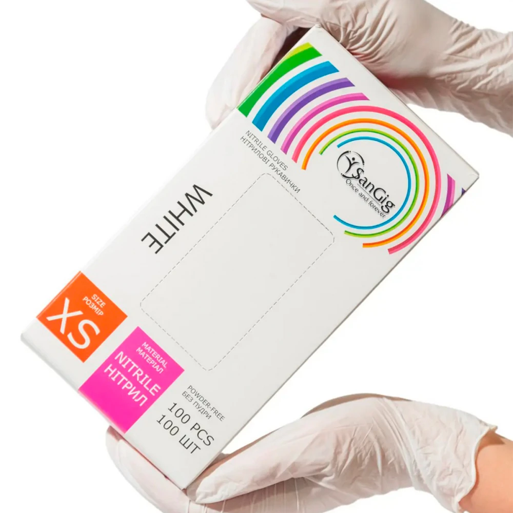 Перчатки нитриловые белые SanGig (XS)