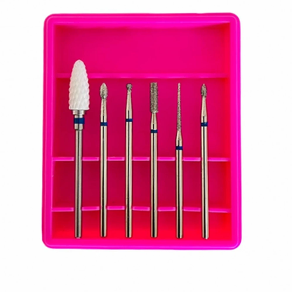 Насадки для фрезера, 6 шт (А-Синя насічка)