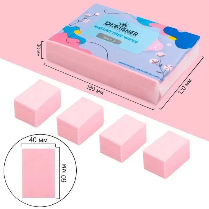 Салфетки безворсовые одноразовые, 500 шт (Розовые)