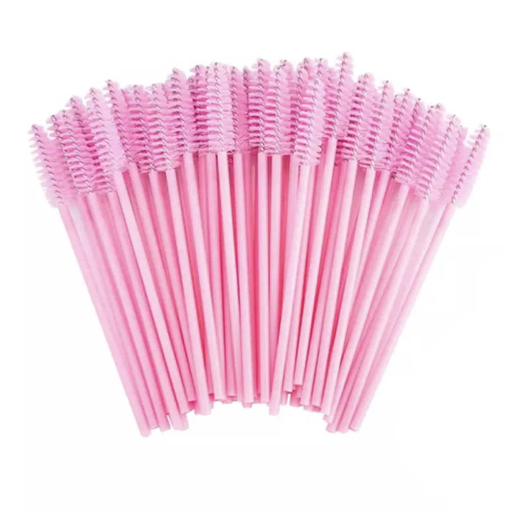 Щеточки одноразовые для расчесывания бровей и ресниц, 50 шт (Нежно-розовый)