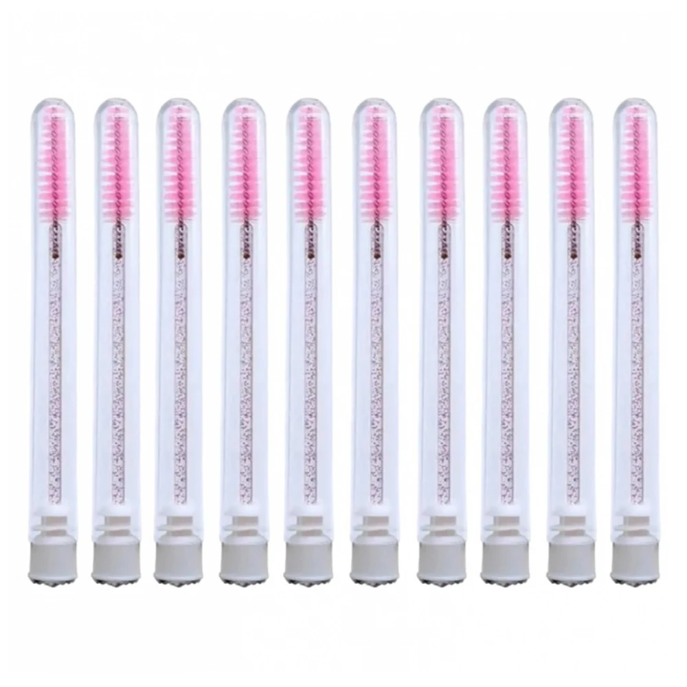 Щеточки одноразовые с блестками в колбе, 12 шт (S Нежно-розовый)