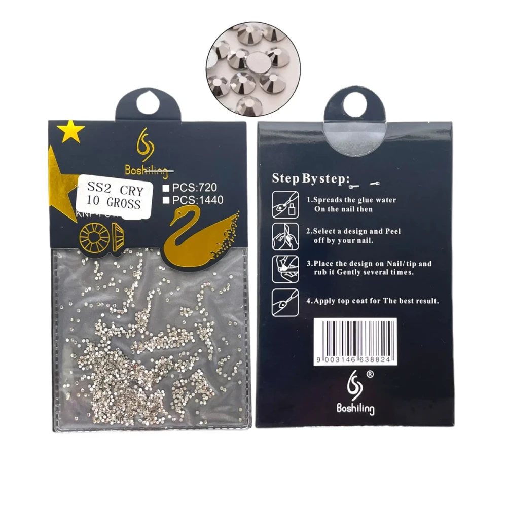 Стрази-камінці для дизайну та декору нігтів (мікс розмірів) (SS5 CRY)