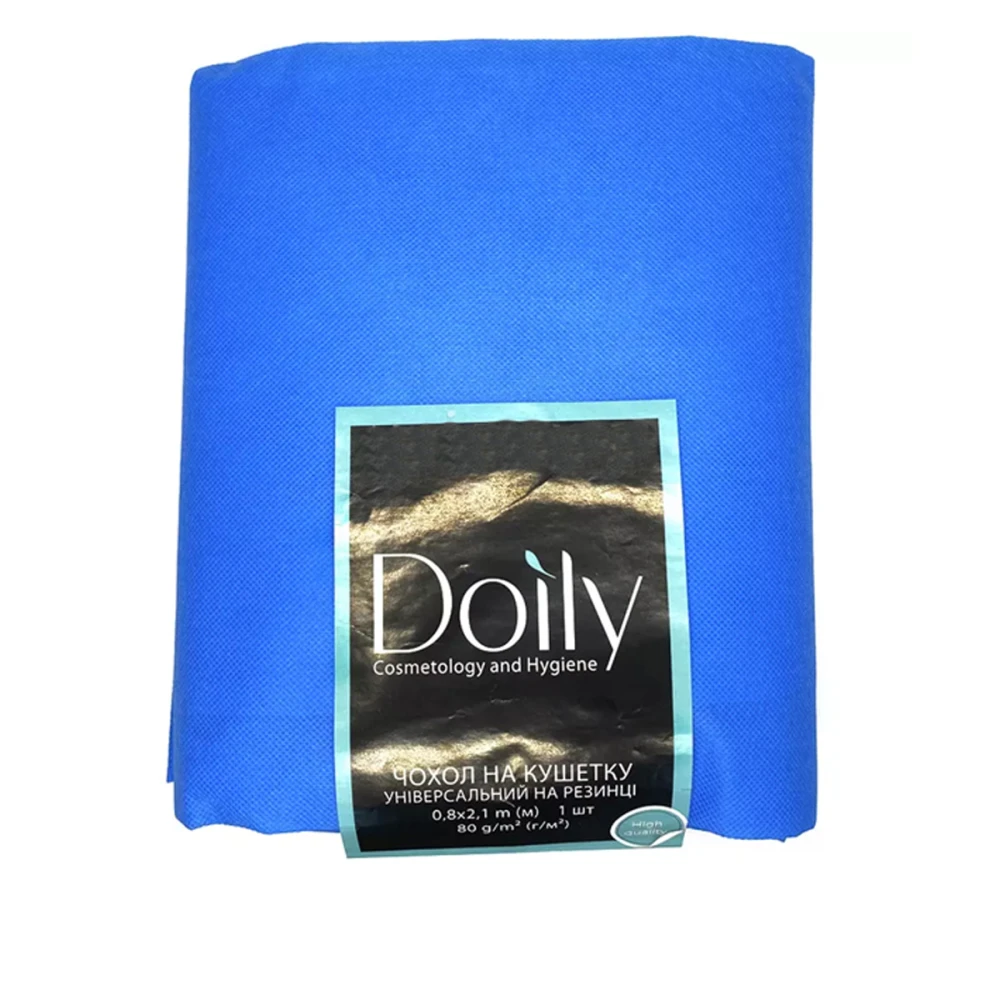 Чехол Doily на кушетку с резинкой 0,8*2,1 м, 80 г/м2, универсальный (1 ед./пач) (голубой)