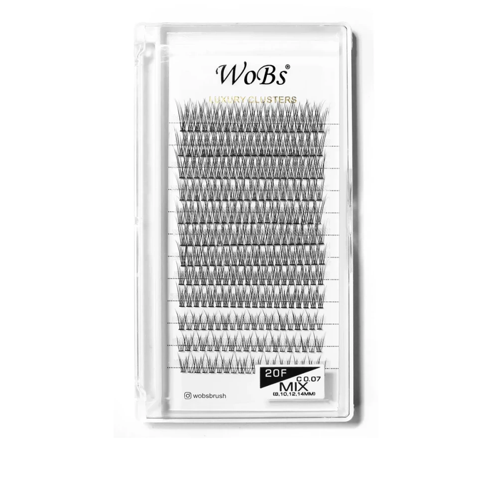 Ресницы накладные пучковые WoBs FISH TAIL 20F 0.07 12 лент mix, 120 шт