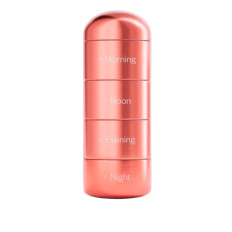 Таблетниця металева Perla Helsa , чотири ділення, з логотипом (рожева)