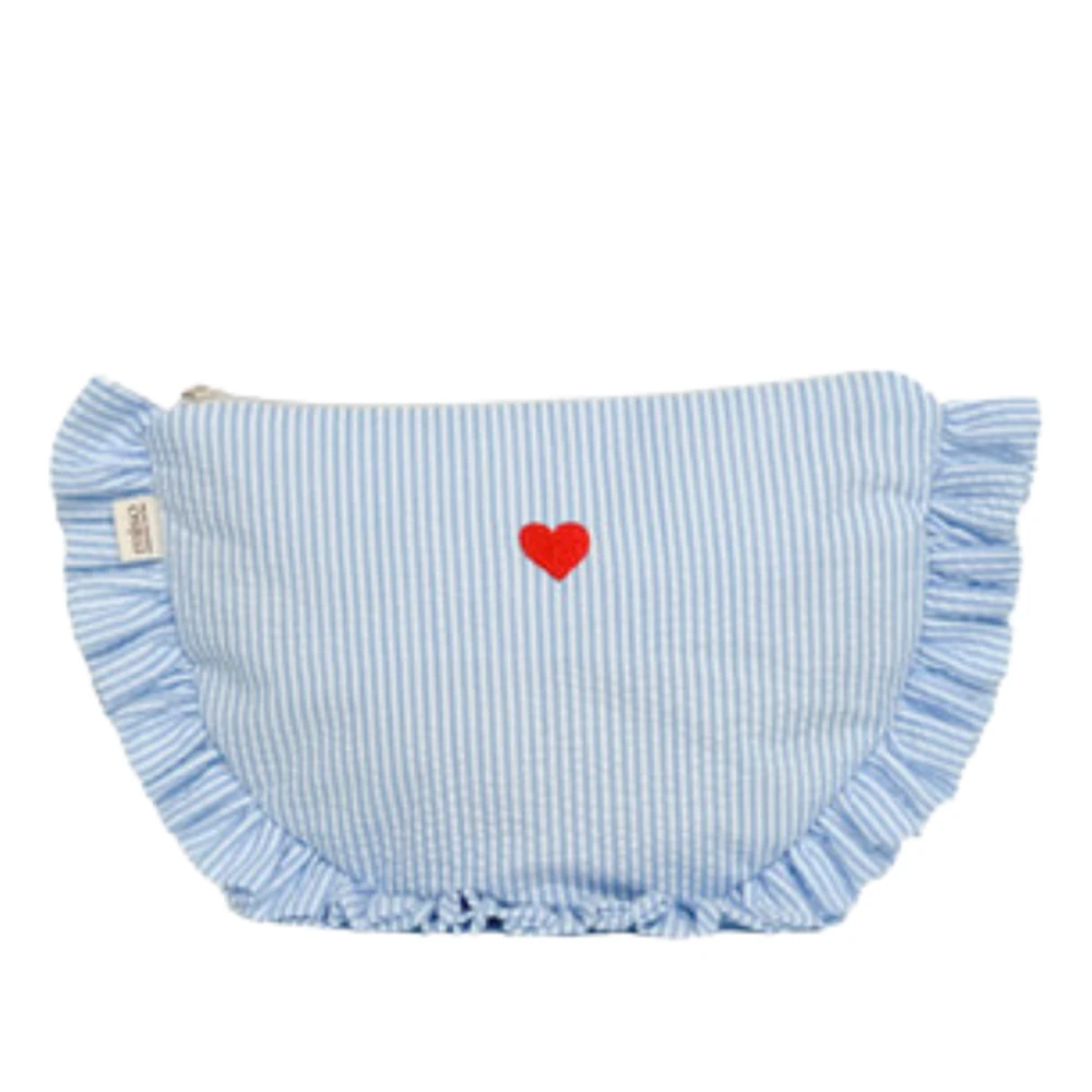 Косметичка плоская с рюшами (Голубая)