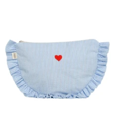 Косметичка плоска з рюшами (Блакитна)