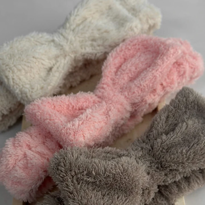 Пов'язка на голову плюш гладка (Бежева)