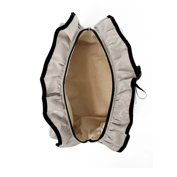 Косметика замша с рюшами (Серая черный кант)