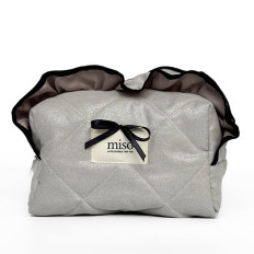 Косметичка замша з рюшами (Сіра чорний кант)