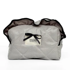 Косметичка замша з рюшами (Сіра чорний кант)