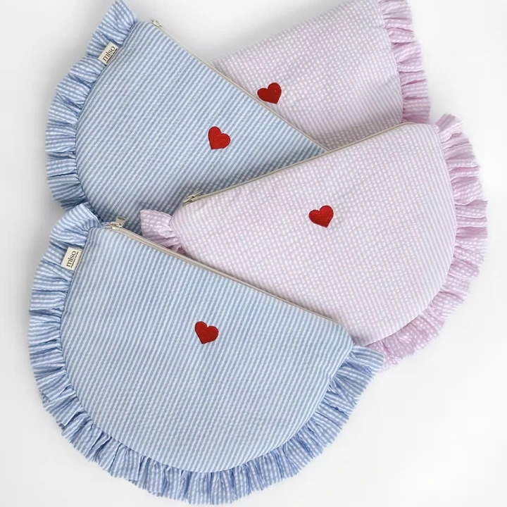 Косметичка плоская с рюшами (Розовая).