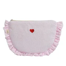 Косметичка плоска з рюшами (Рожева)