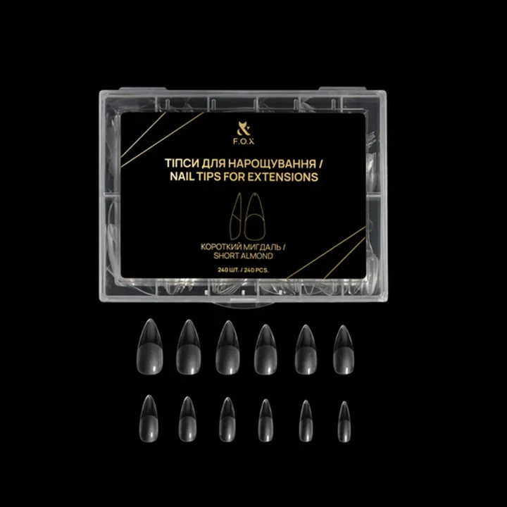 Типы для наращивания ногтей FOX (Nail Tips for extensions Короткий миндаль 240 шт NTE-SAI)