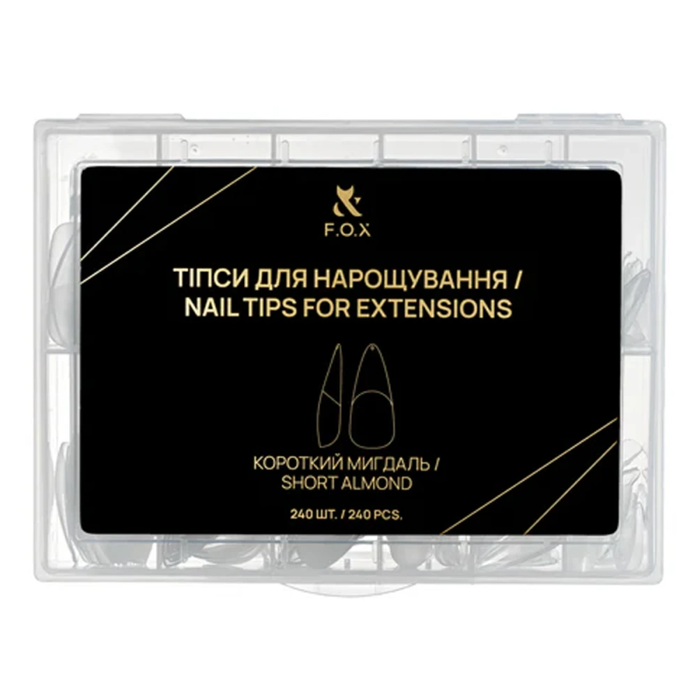 Типы для наращивания ногтей FOX (Nail Tips for extensions Короткий миндаль 240 шт NTE-SAI)