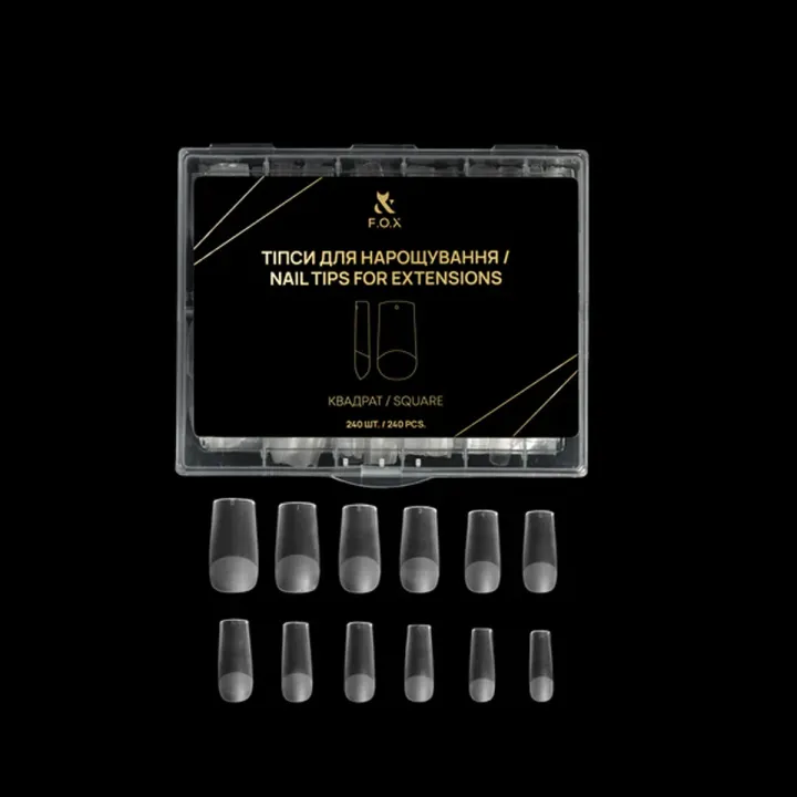 Типы для наращивания ногтей FOX (Nail Tips for extensions Квадрат 240 шт NTE-Sq)