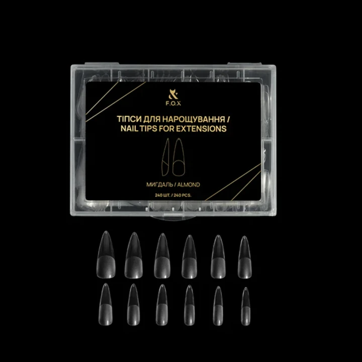 Типсы для наращивания ногтей FOX (Nail Tips for extensions Миндаль 240 шт NTE-AI)