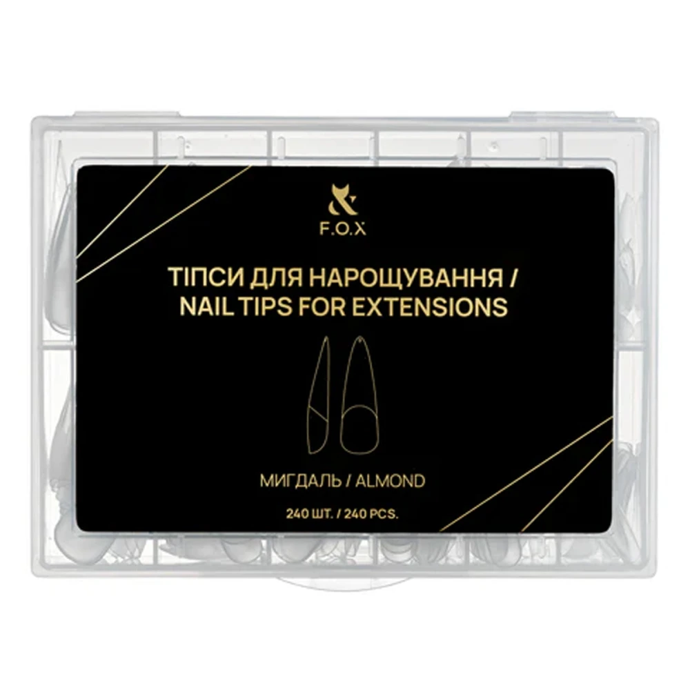 Типсы для наращивания ногтей FOX (Nail Tips for extensions Миндаль 240 шт NTE-AI)