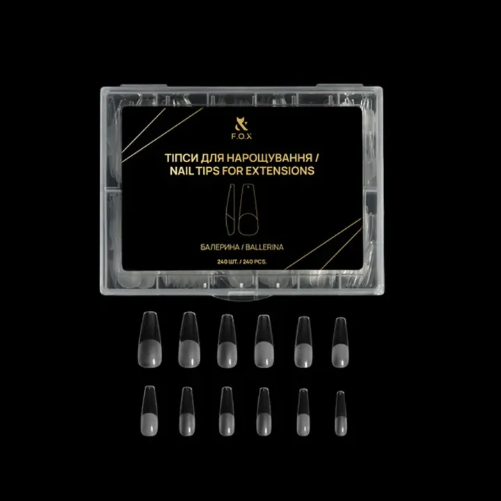 Типы для наращивания ногтей FOX (Nail Tips for extensions Балерина 240 шт NTE-B)