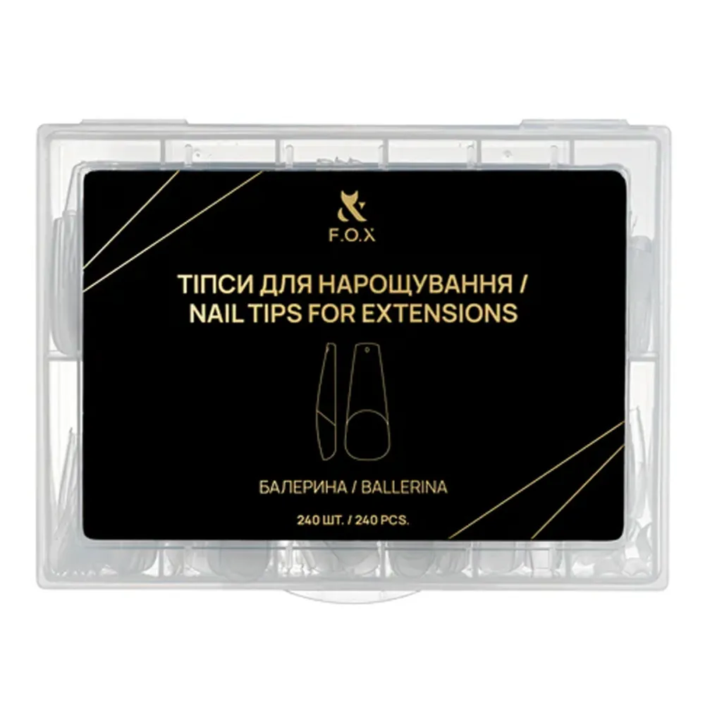 Типы для наращивания ногтей FOX (Nail Tips for extensions Балерина 240 шт NTE-B)