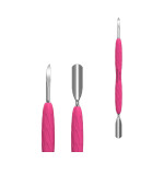 Лопатка Gummy PQ-10/6 маникюрная с силиконовой ручкой, пушер закругленный широкий и пика