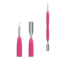 Лопатка Gummy PQ-10/6 маникюрная с силиконовой ручкой, пушер закругленный широкий и пика