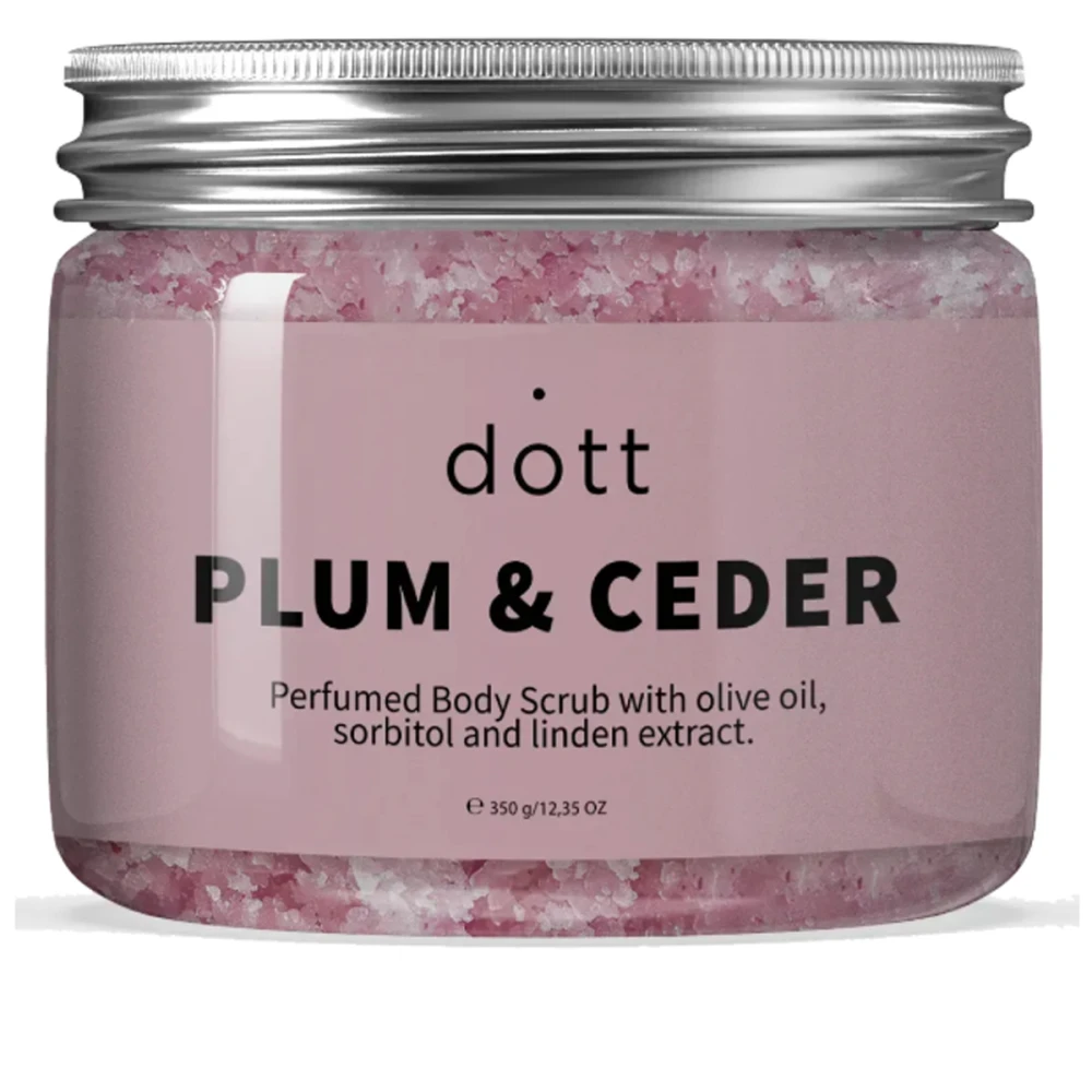 Скраб парфюмированный для тела DOTT (с маслом оливки, сорбитолом и экстрактом липы PLUM & CEDAR 350 мл)