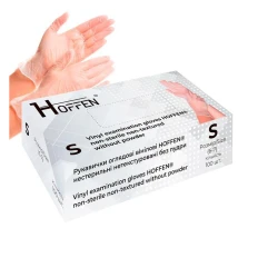 Перчатки винил неопудр/нестер/нетекстурированные Hoffen Прозрачные 100 ед. (S )