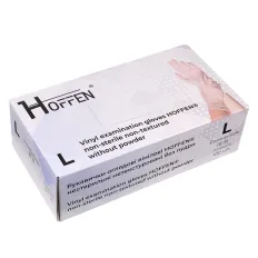 Перчатки винил неопудр/нестер/нетекстурированные Hoffen Прозрачные 100 ед. (L )