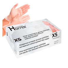 Рукавички вініл неопудр/нестер/нетекстуровані Hoffen Прозорі 100 од. (XS )