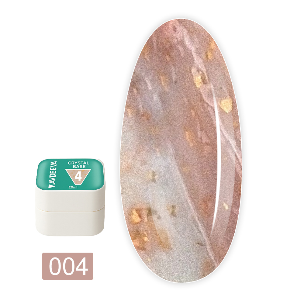 База для гель-лака камуфлирующая Victoria Avdeeva (Crystal base 04 Молочная с золотой поталью 20 мл)