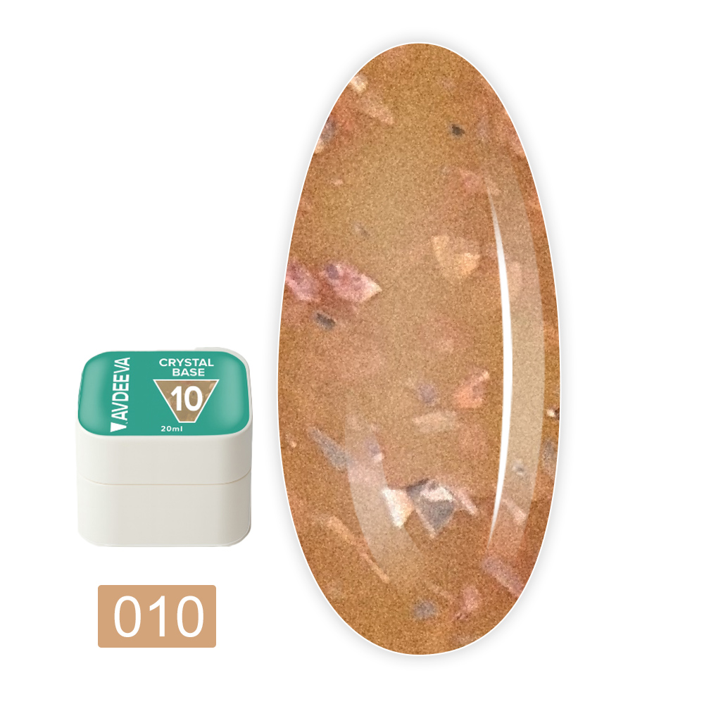 База для гель-лака камуфлирующая Victoria Avdeeva (Crystal base 10 Кофейно-молочная с золотой поталью 20 мл)