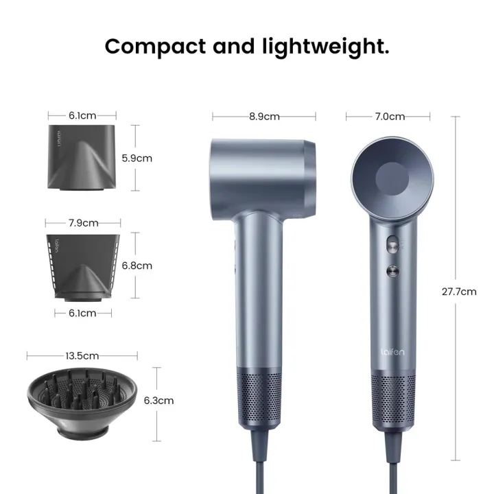 Фен для волосся Laifen Swift Special NЕW профессиональный с ионизацией + 3 насадки 1.8 м (Голубой)