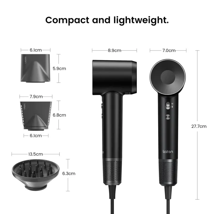 Фен для волосся Laifen Swift Special NЕW профессиональный с ионизацией + 3 насадки 1.8 м (Черный)